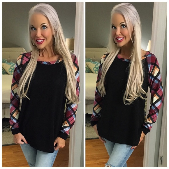 Tops - 🛍LAST 1! Berry Plaid Brushed Fabric Tunic!
